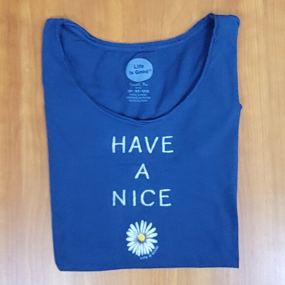 Life Is Good Navy Raw Hem Smooth Fitted Long Sleeve Tee Have a Nice Daisy - XS - Picture 3 of 9